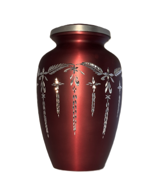 Aluminum Shimmer Diamond Burgundy Urn