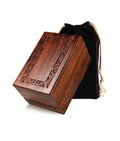 Border Carved Wood Box Urn