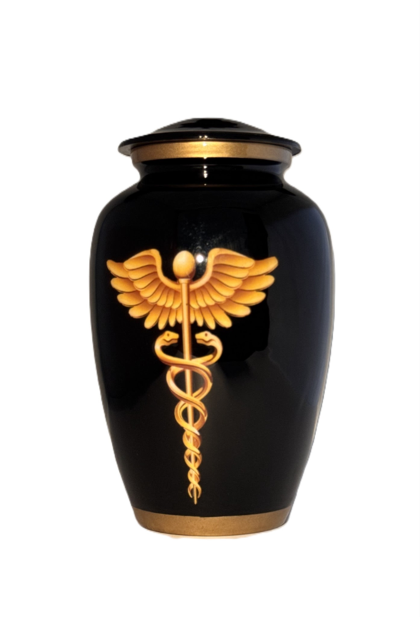 Caduceus Healthcare Black Urn