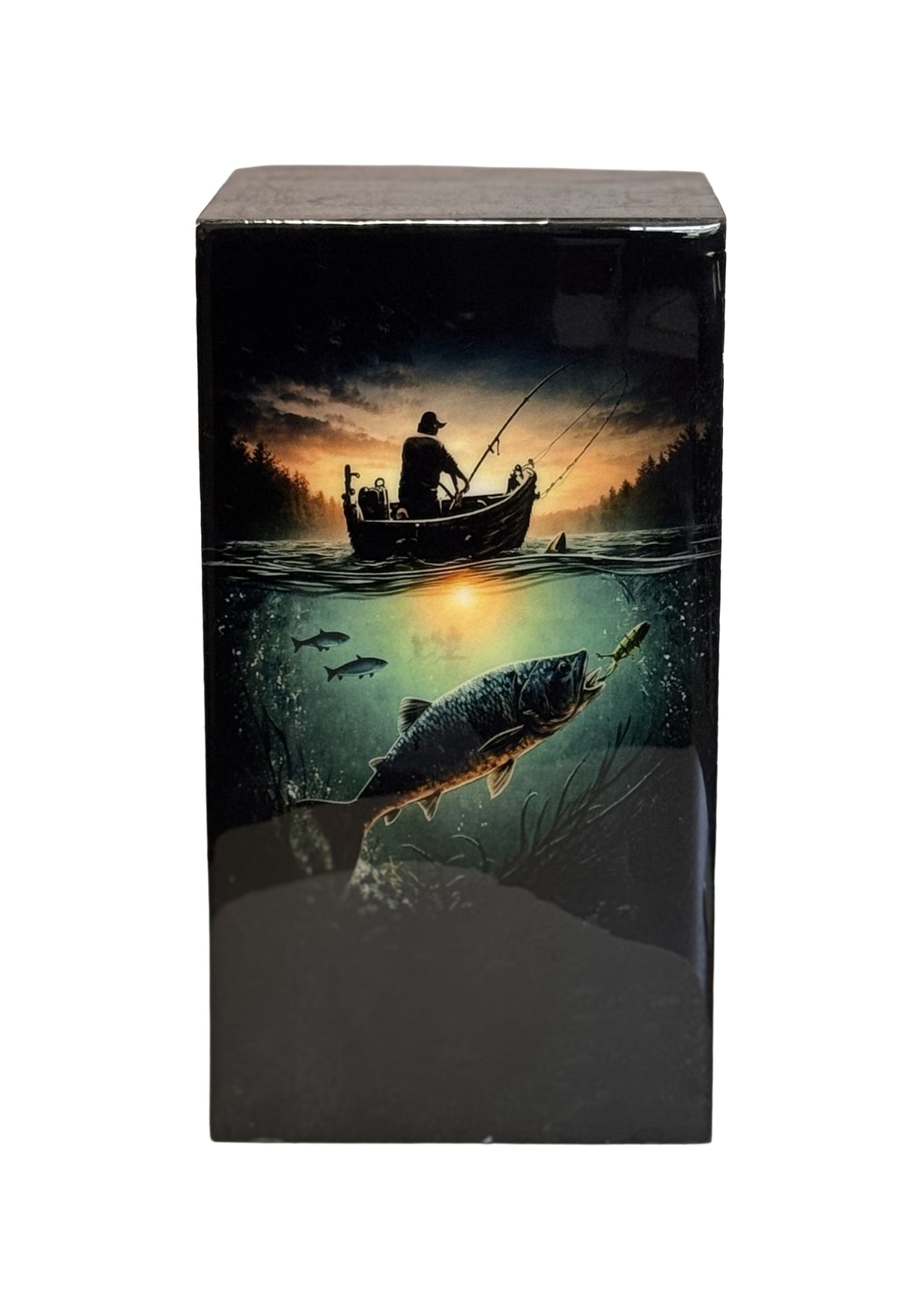 Fishing on Boat Wood Rectangular Urn