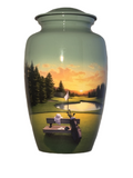 Green Golf Bag on Bench Urn