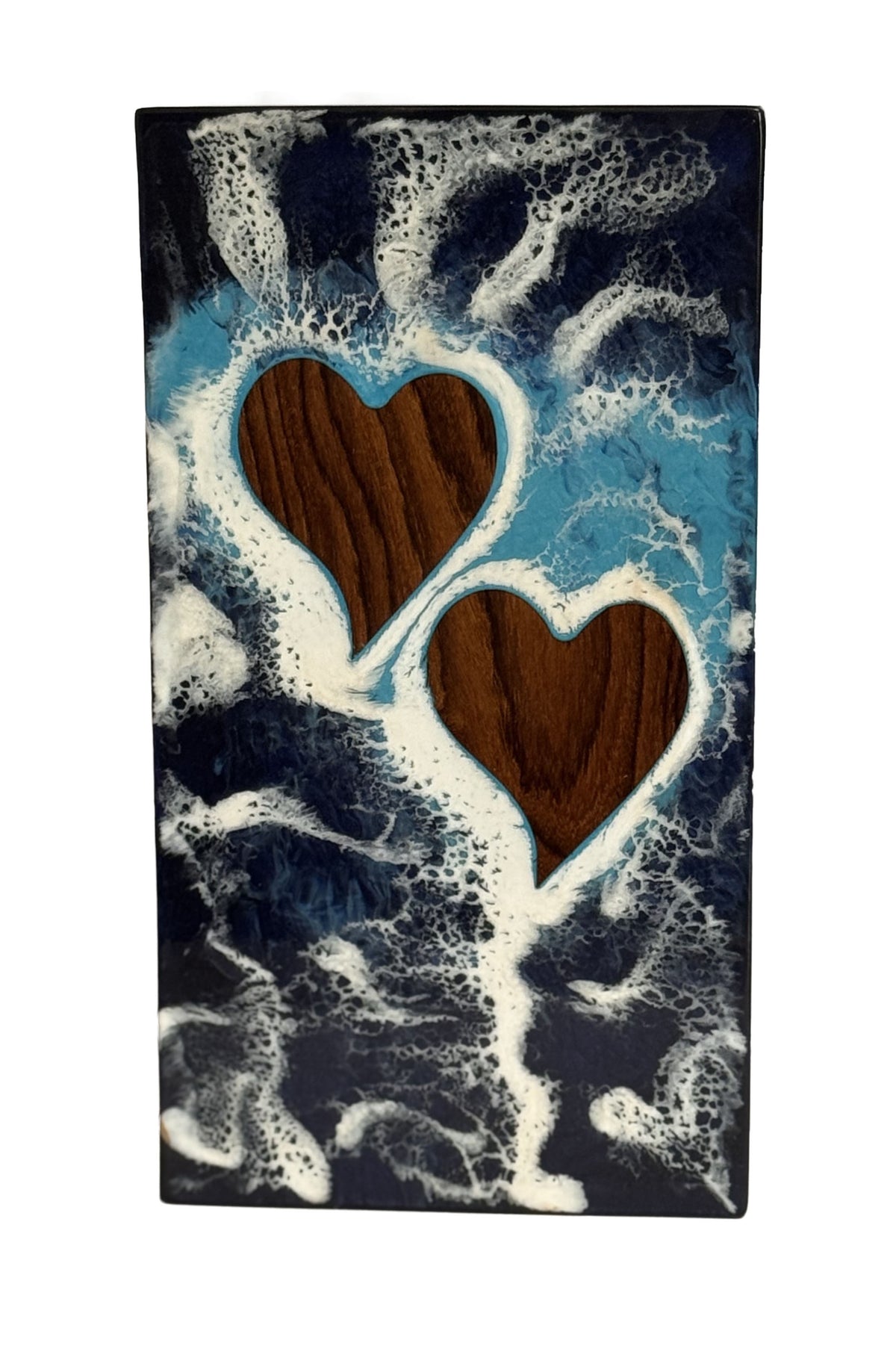 Hearts in the Ocean Wood Rectangular Urn