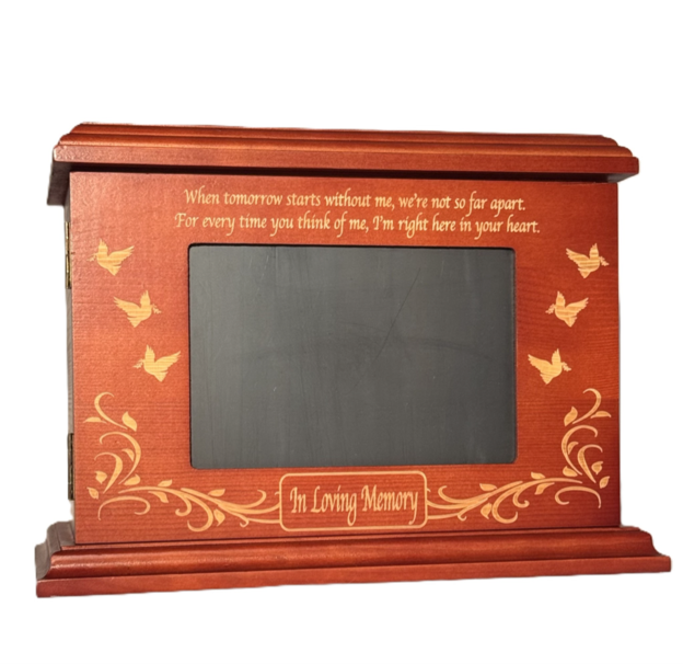 ILM Butterfly Photo Wood Urn - Cherry