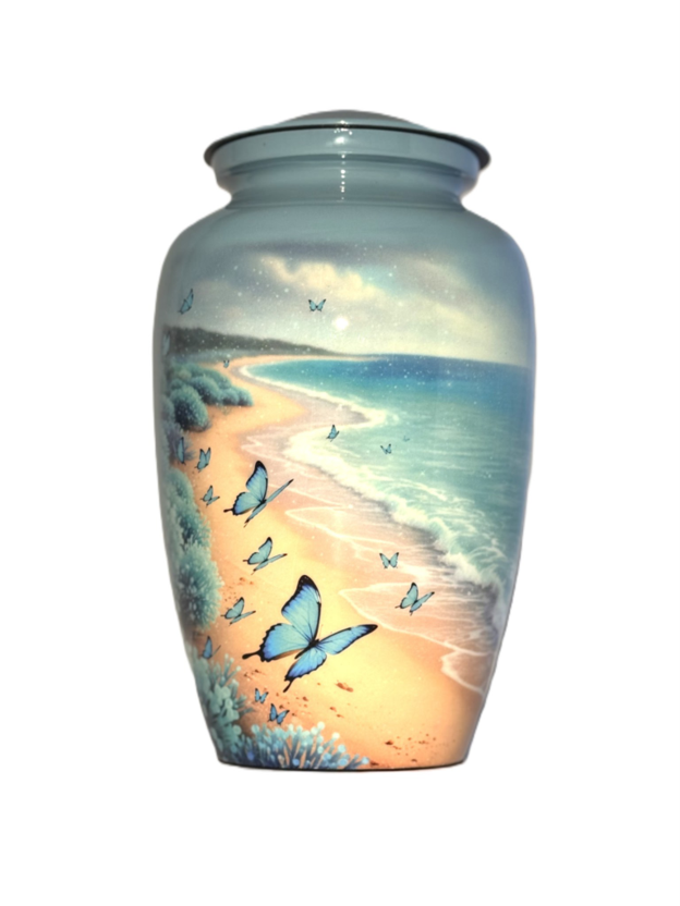 Ocean Blue Butterfly Urn
