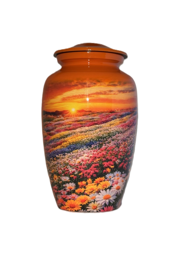 Orange Field of Flowers Urn