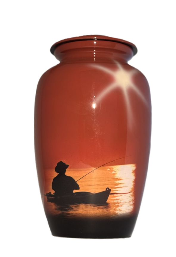 Orange Fisherman in Boat Urn