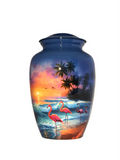 Pink Flamingo at Sunset Urn