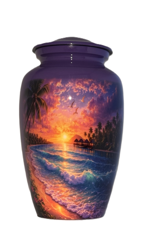 Purple Ocean Sunrise Urn