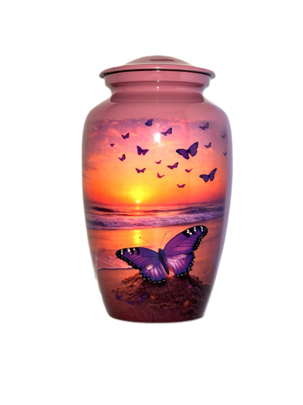 Purple Sunrise Butterfly Urn