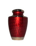 Red Scalloped Brass Urn
