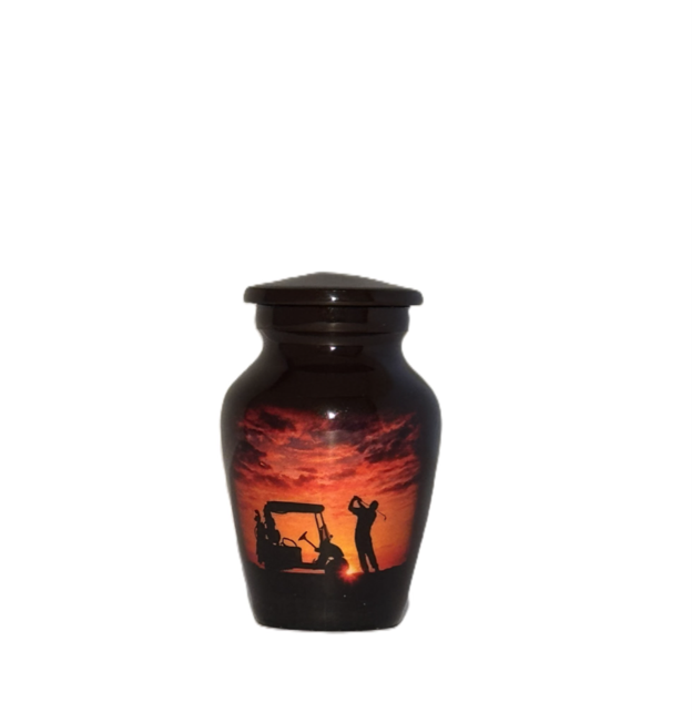 Sunset Sky Golfer and Golf Cart Keepsake