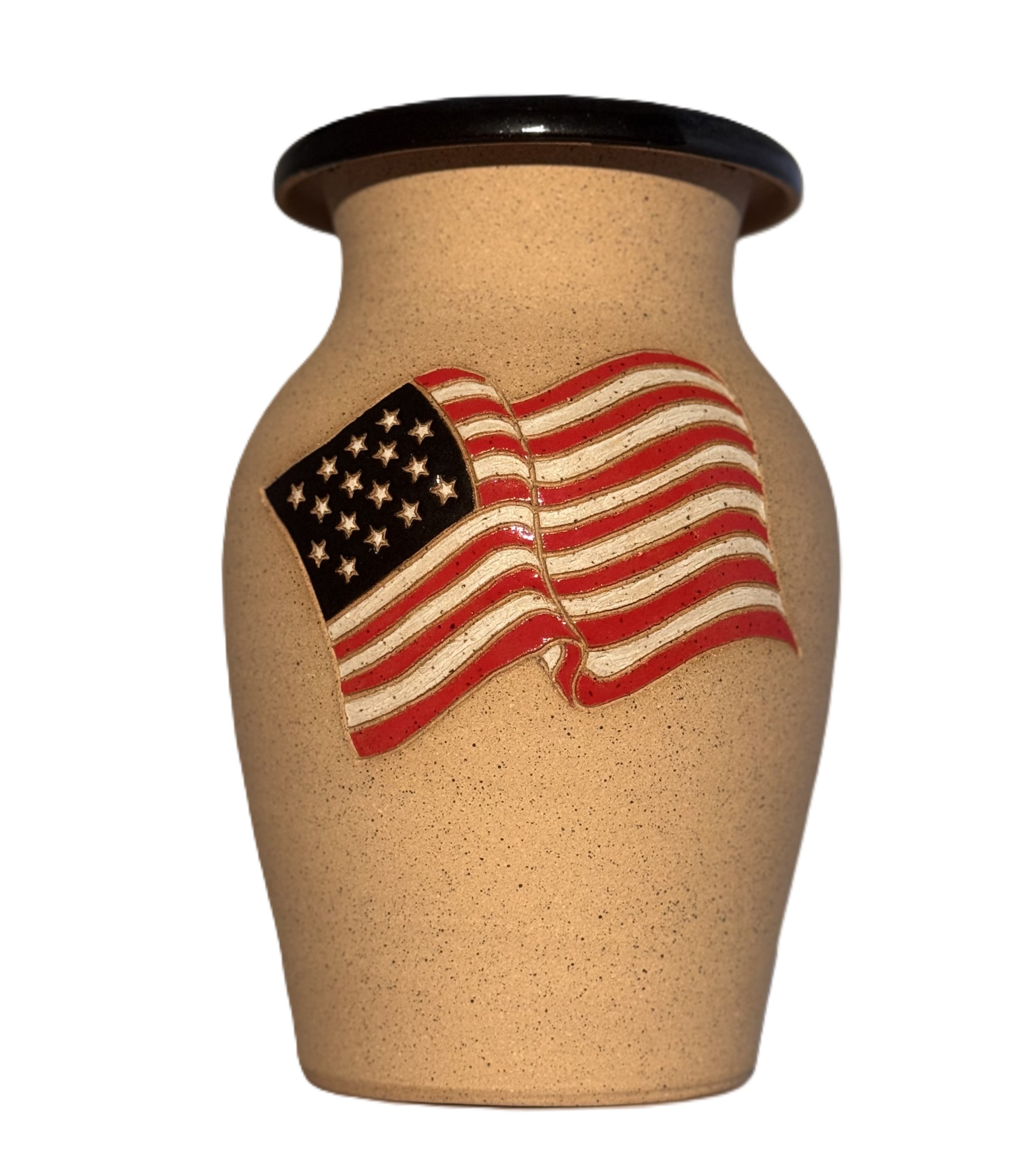 Vermont Pottery American Flag Urn