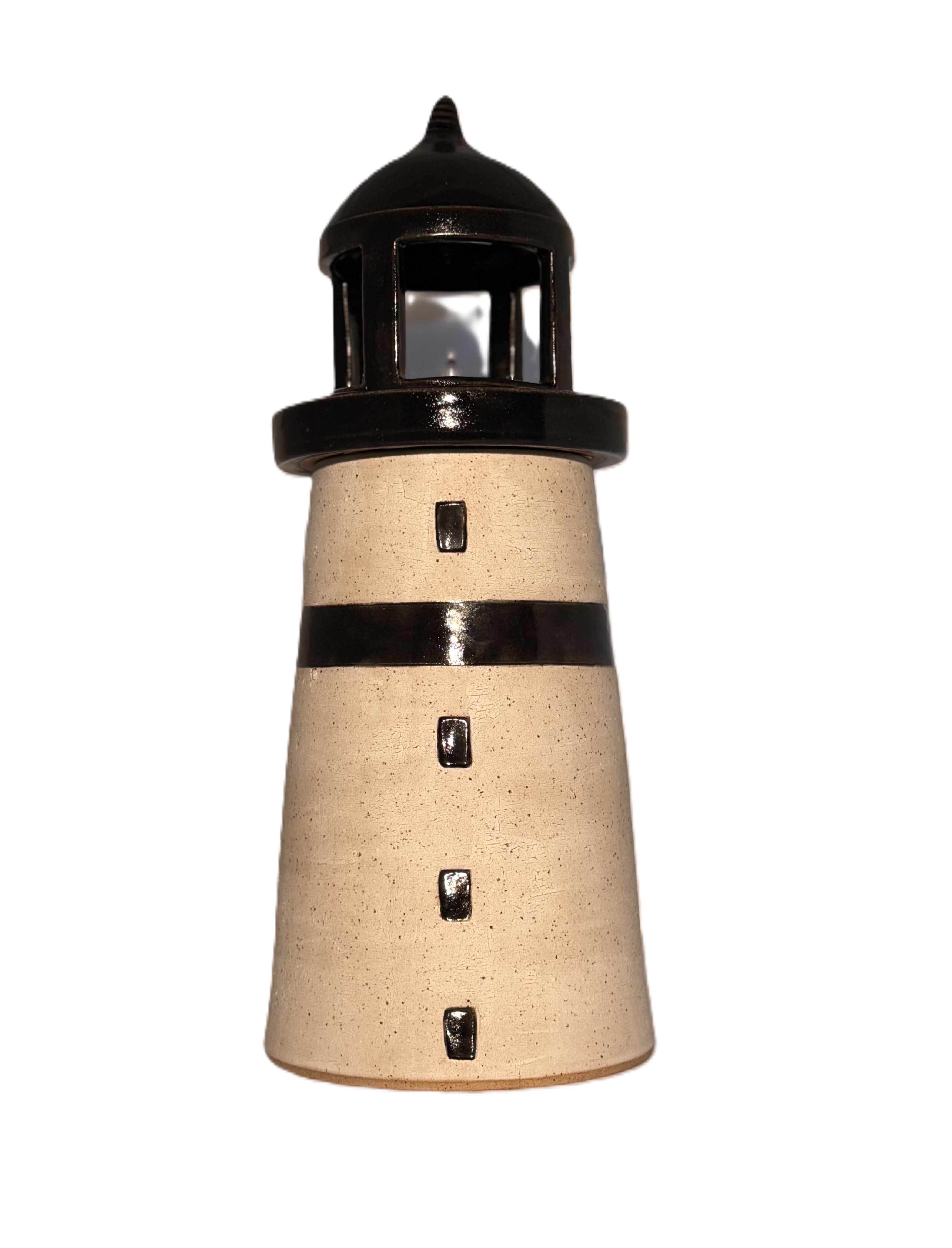 Vermont Pottery Black Lighthouse Urn