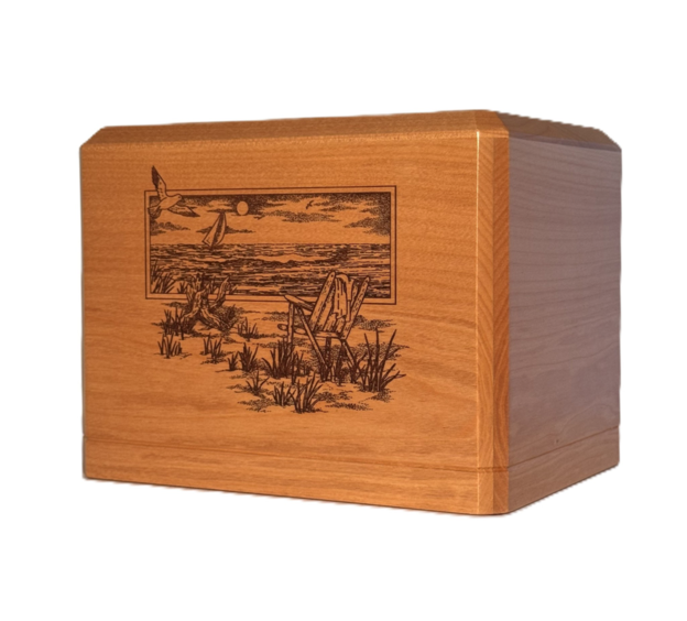 Wood Beach Scene Urn